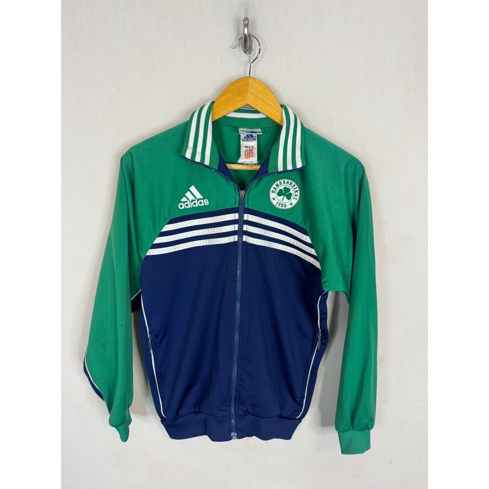 Adidas Panathinaikos FC Track Jacket Green Navy Blue Soccer Boys‎ 14 Women S